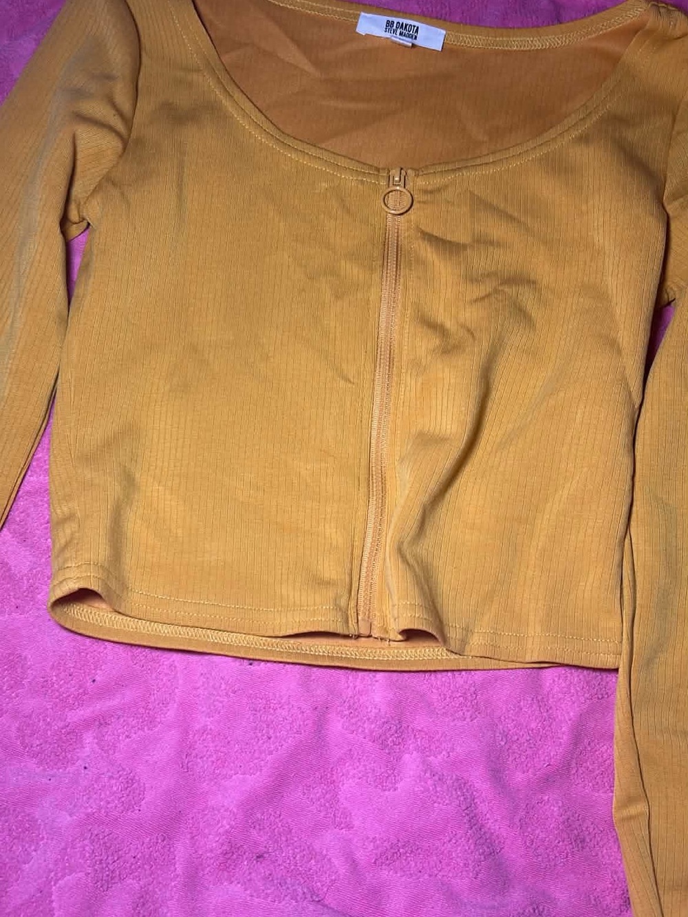 BB Dakota Golden Yellow Ribbed Knit Top